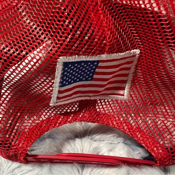 Adj Snapback Trucker Hat Mesh with black and white USA American flag patriotic - Picture 5 of 10